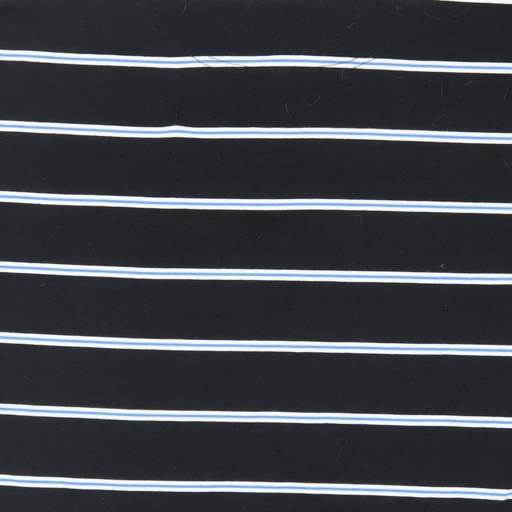 Slazenger Mens Black Striped Polyester Polo Size M Collared Button