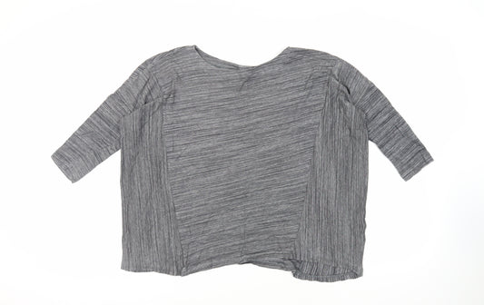 Toast Womens Grey Cotton Basic T-Shirt Size L Boat Neck