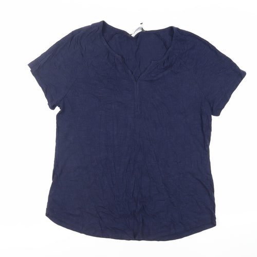 Bonmarché Womens Blue Viscose Basic T-Shirt Size 18 V-Neck