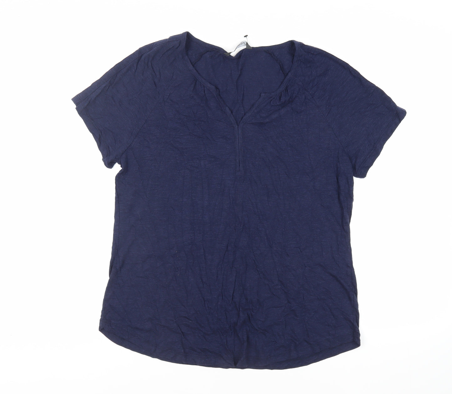 Bonmarché Womens Blue Viscose Basic T-Shirt Size 18 V-Neck