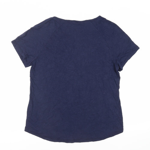 Bonmarché Womens Blue Viscose Basic T-Shirt Size 18 V-Neck