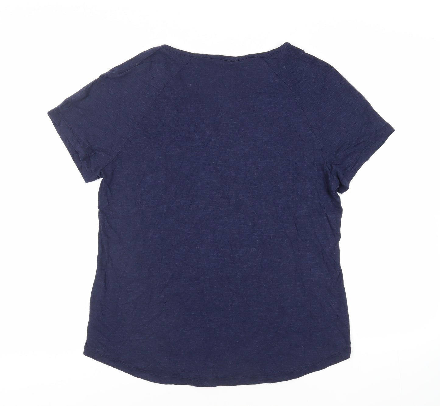 Bonmarché Womens Blue Viscose Basic T-Shirt Size 18 V-Neck