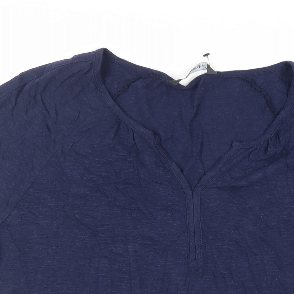 Bonmarché Womens Blue Viscose Basic T-Shirt Size 18 V-Neck