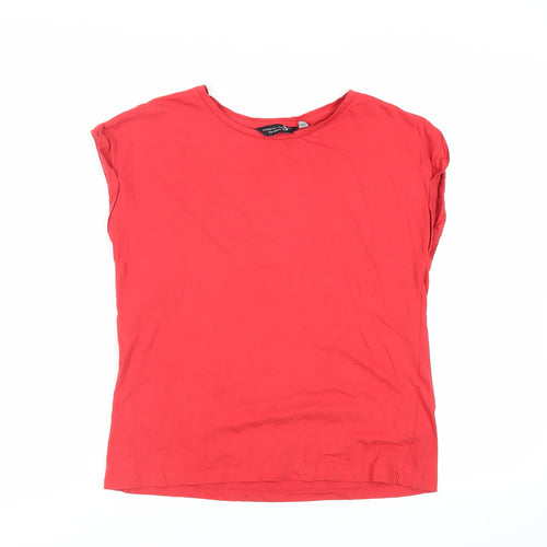 Dorothy Perkins Womens Red Cotton Basic T-Shirt Size 12 Round Neck