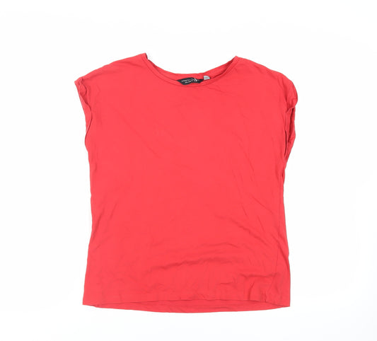 Dorothy Perkins Womens Red Cotton Basic T-Shirt Size 12 Round Neck