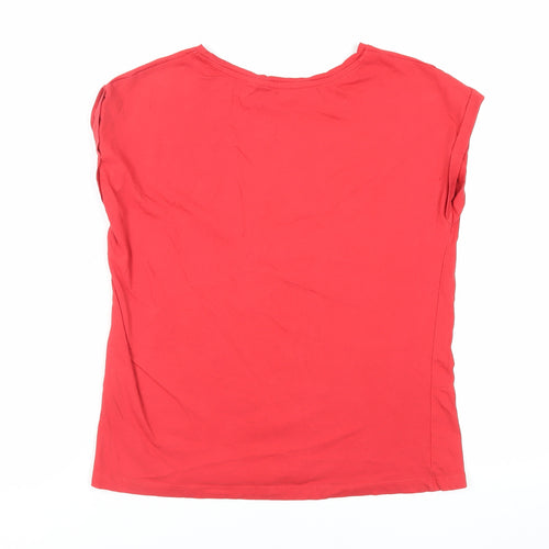 Dorothy Perkins Womens Red Cotton Basic T-Shirt Size 12 Round Neck