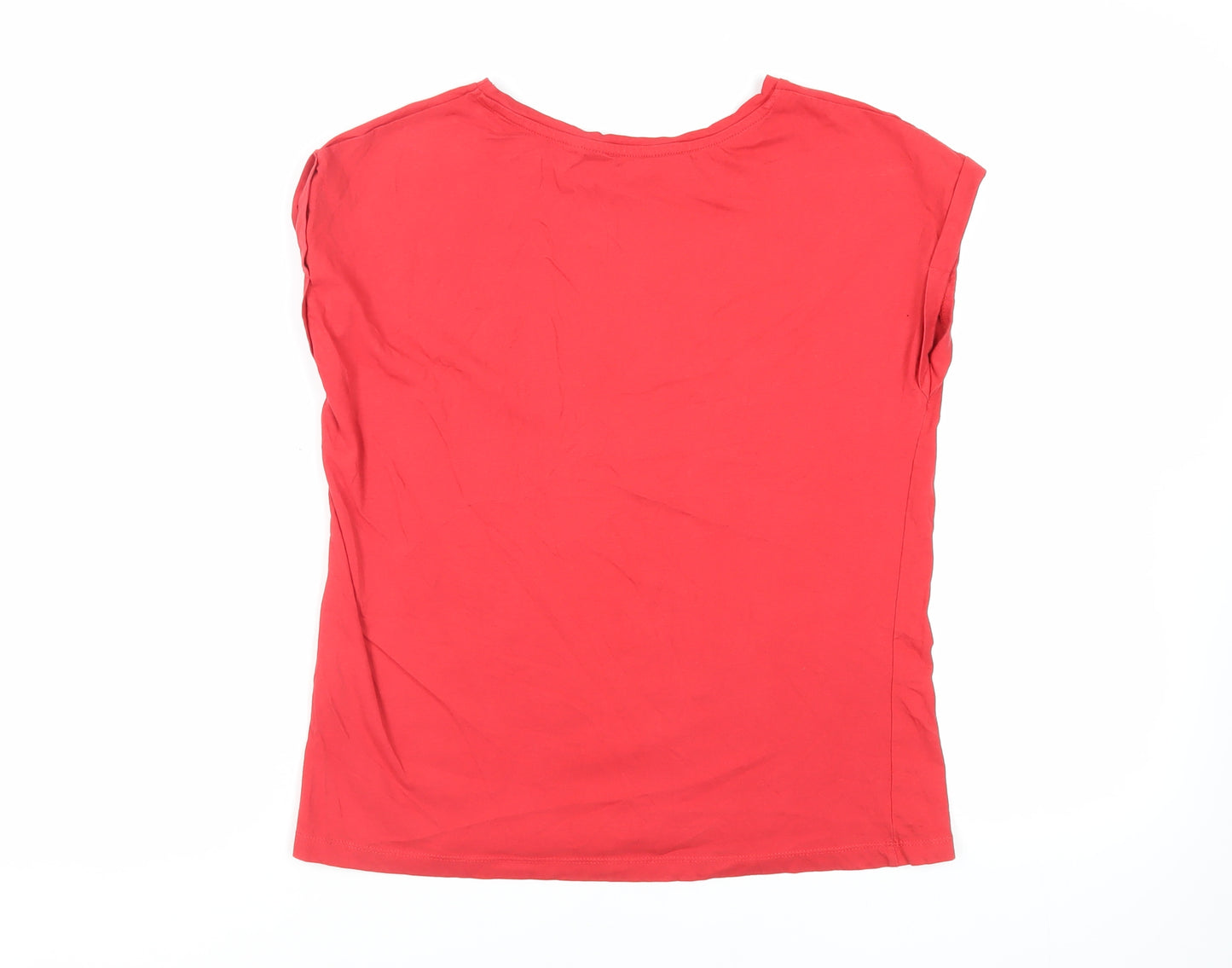 Dorothy Perkins Womens Red Cotton Basic T-Shirt Size 12 Round Neck