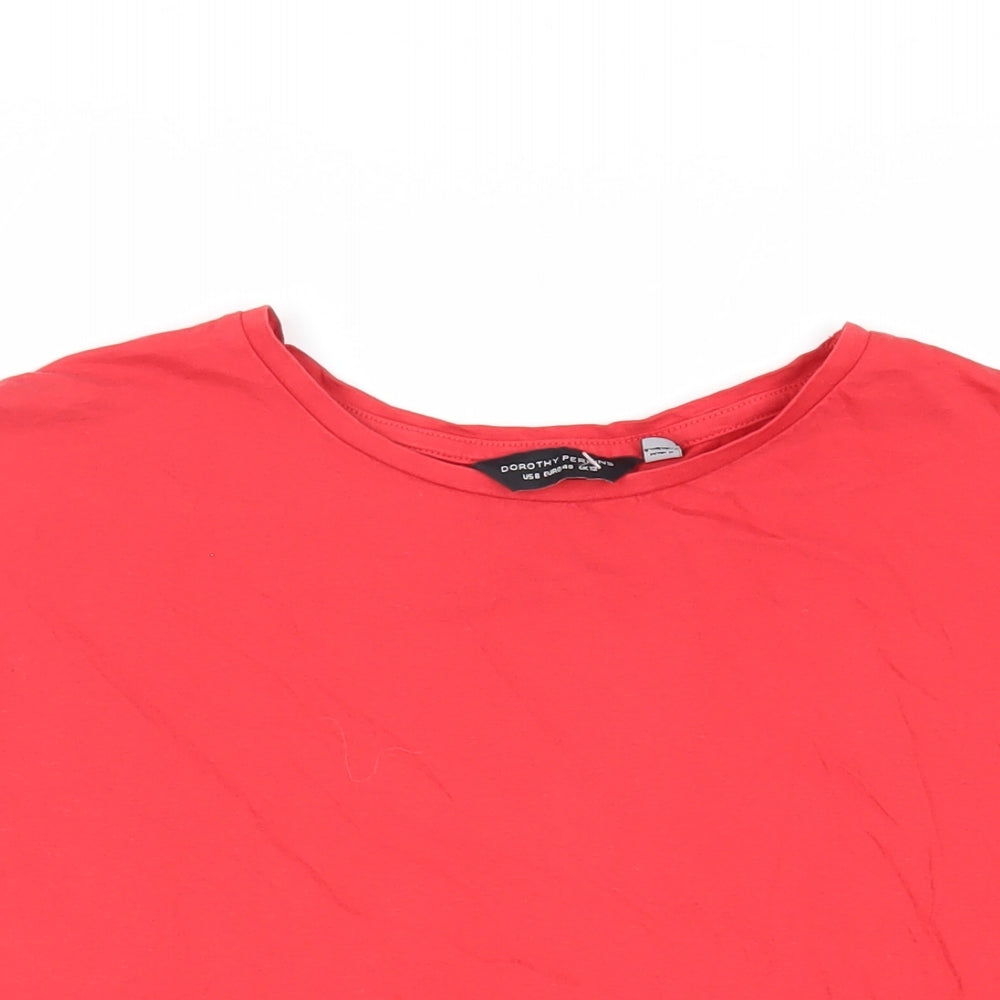 Dorothy Perkins Womens Red Cotton Basic T-Shirt Size 12 Round Neck