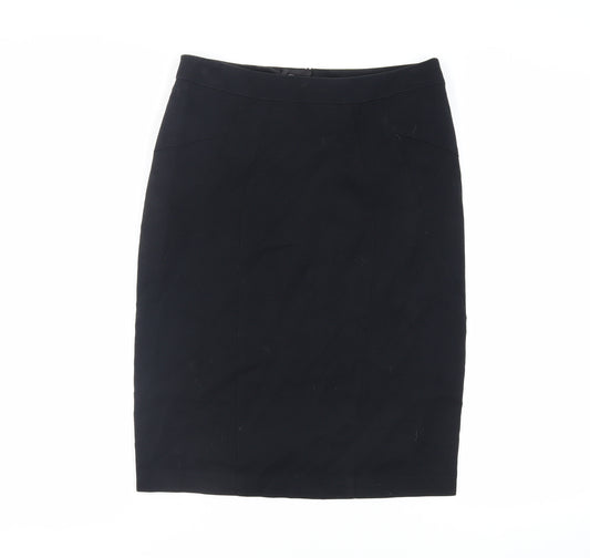 Marks and Spencer Womens Black Polyester Straight & Pencil Skirt Size 10 Zip