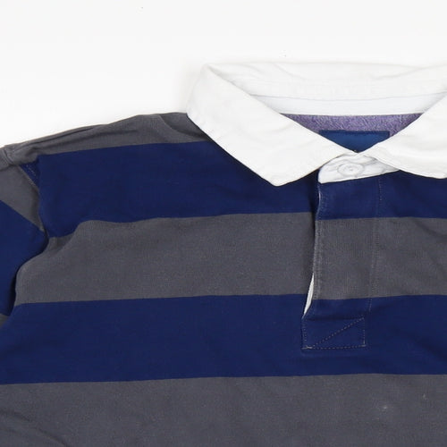 Cotton Traders Mens Blue Cotton Polo Size L Collared Button