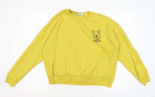 Disney Womens Yellow Cotton Pullover Sweatshirt Size L