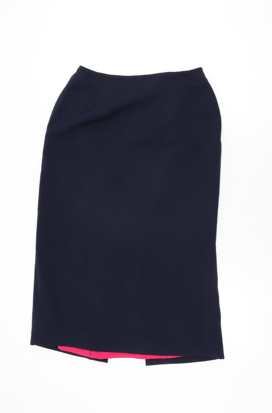 Jacques Vert Womens Blue Polyester Straight & Pencil Skirt Size 10 Zip