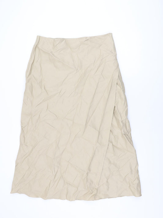 Autograph Womens Beige Linen Swing Skirt Size 16 Zip