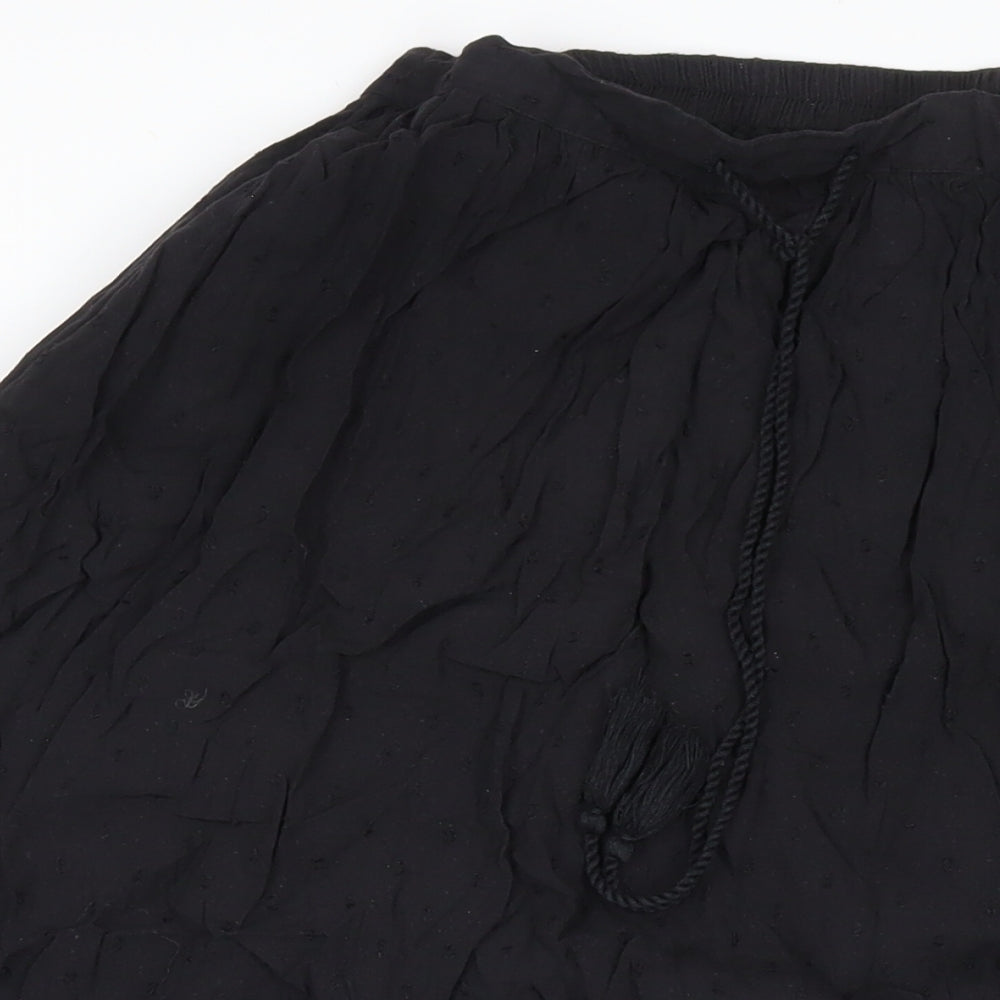 Superdry Womens Black Viscose Maxi Skirt Size 14 Drawstring