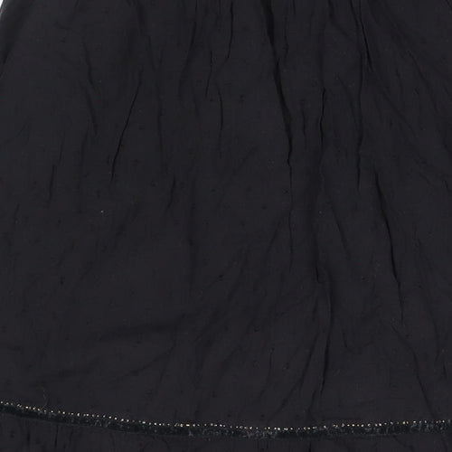 Superdry Womens Black Viscose Maxi Skirt Size 14 Drawstring