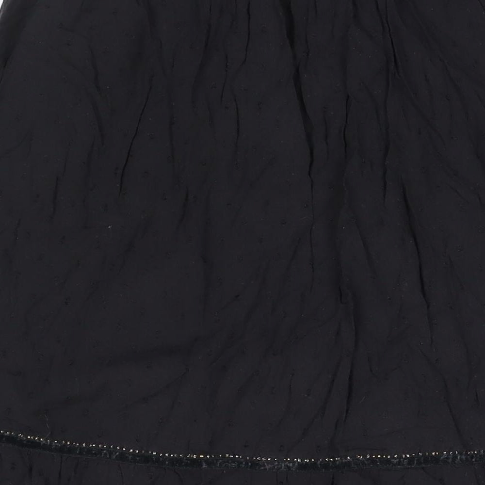 Superdry Womens Black Viscose Maxi Skirt Size 14 Drawstring