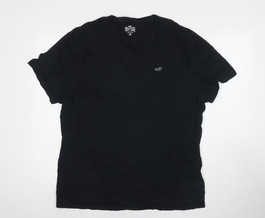 Hollister Mens Black Cotton T-Shirt Size 2XL Round Neck