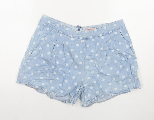 Cath Kidston Womens Blue Polka Dot Cotton Mom Shorts Size 12 L4 in Regular Zip