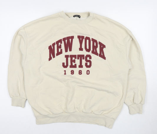 Amber Womens Beige Cotton Pullover Sweatshirt Size M Pullover - New York Jets