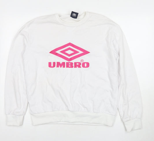 Umbro Womens White Cotton Pullover Sweatshirt Size L Pullover - Logo