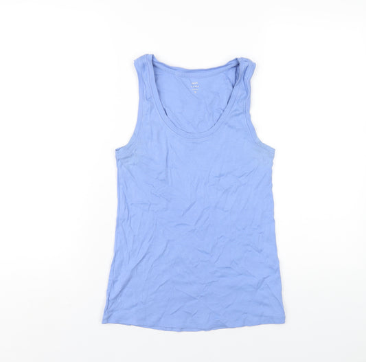 John Lewis Womens Blue Cotton Basic Tank Size 12 Scoop Neck