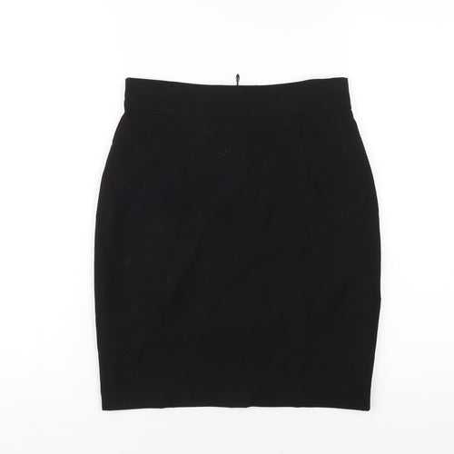 H&M Womens Black Polyester Straight & Pencil Skirt Size 8 Zip