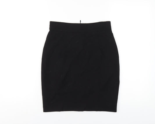 H&M Womens Black Polyester Straight & Pencil Skirt Size 8 Zip