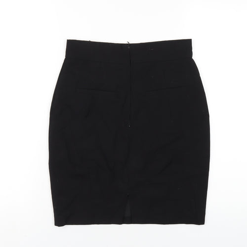 H&M Womens Black Polyester Straight & Pencil Skirt Size 8 Zip