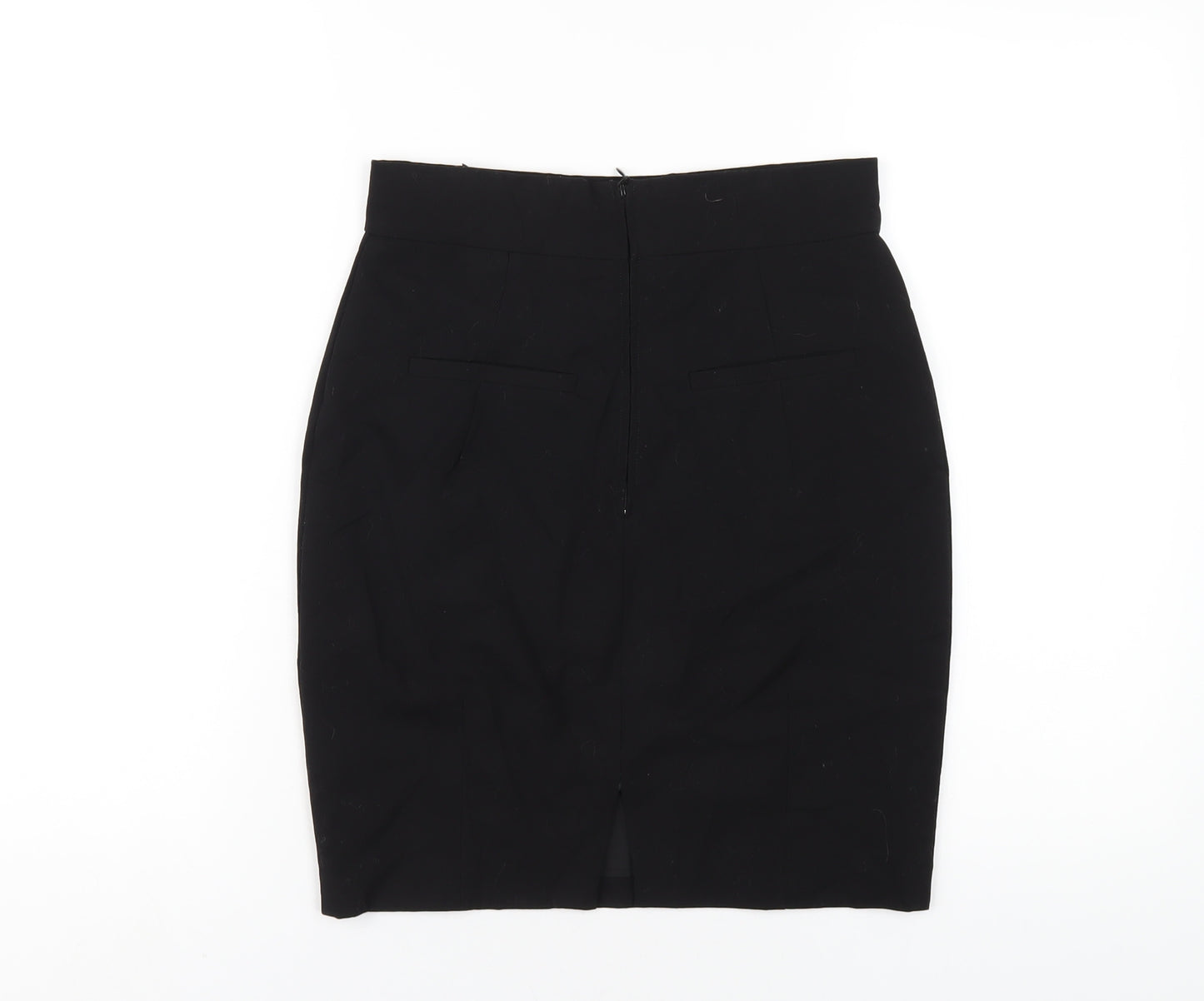 H&M Womens Black Polyester Straight & Pencil Skirt Size 8 Zip