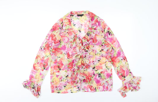 Antonino Philosophy Womens Multicoloured Floral Polyester Basic Blouse Size 12 V-Neck