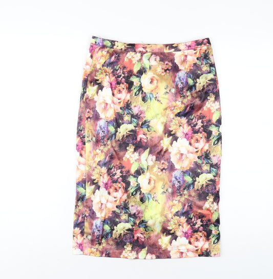 Louche Womens Multicoloured Floral Polyester Straight & Pencil Skirt Size 10 Zip