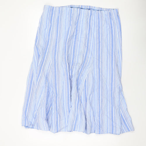 EWM Womens Blue Striped Cotton A-Line Skirt Size 18