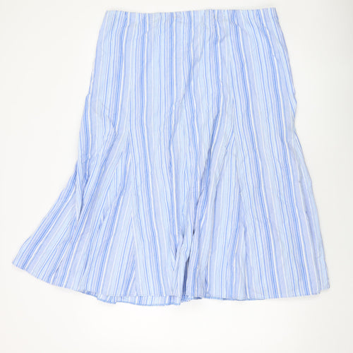 EWM Womens Blue Striped Cotton A-Line Skirt Size 18