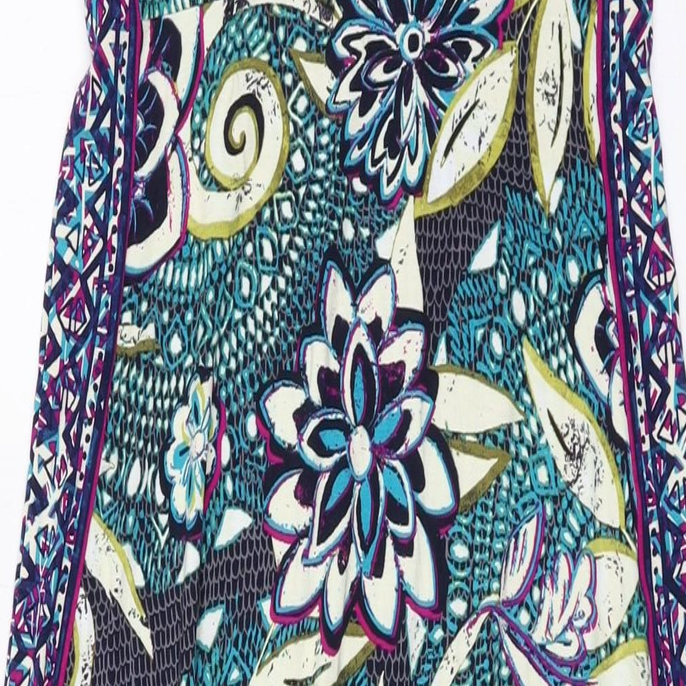 Per Una Womens Multicoloured Fair Isle Viscose Maxi Size 12 V-Neck Pullover