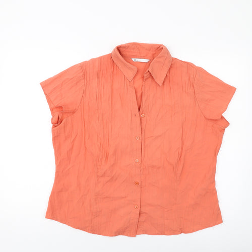 BSH Womens Orange Polyester Basic Button-Up Size 18 Collared