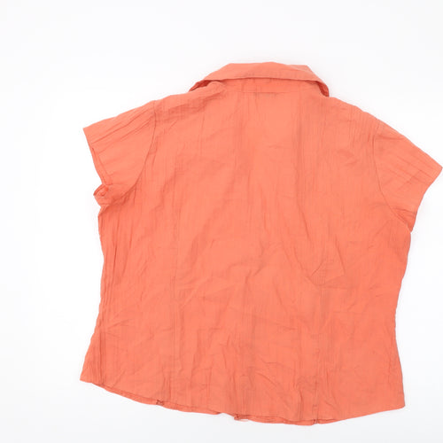 BSH Womens Orange Polyester Basic Button-Up Size 18 Collared