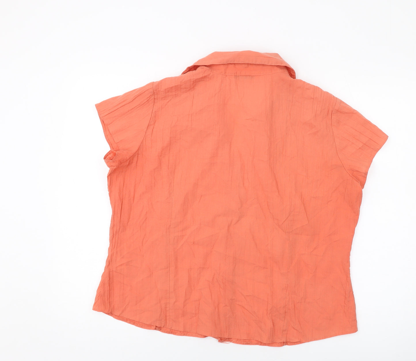 BSH Womens Orange Polyester Basic Button-Up Size 18 Collared