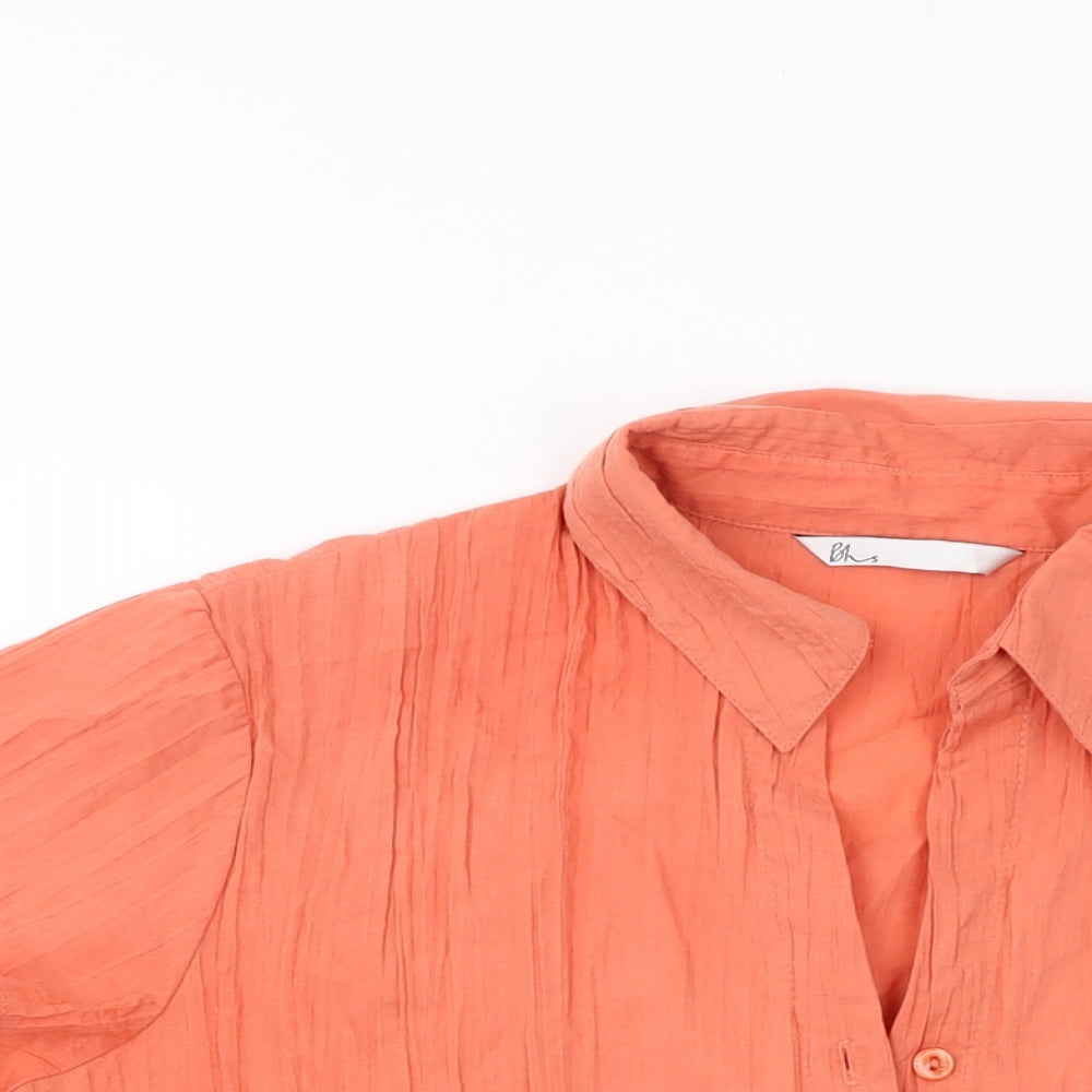 BSH Womens Orange Polyester Basic Button-Up Size 18 Collared