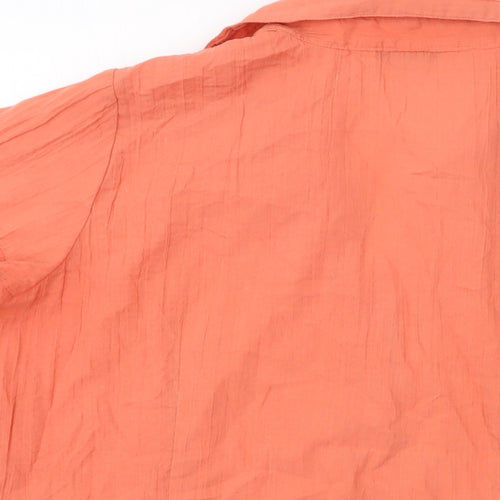 BSH Womens Orange Polyester Basic Button-Up Size 18 Collared