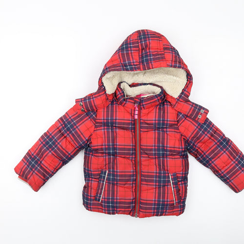 Boden Girls Red Plaid Jacket Size 2-3 Years Zip