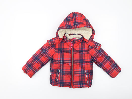 Boden Girls Red Plaid Jacket Size 2-3 Years Zip