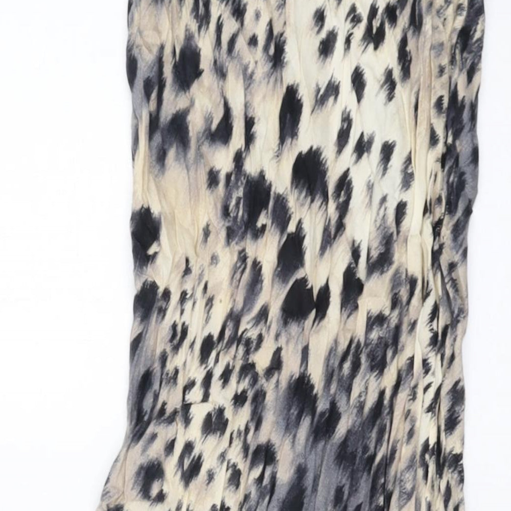 River Island Womens Beige Animal Print Viscose Maxi Skirt Size 8