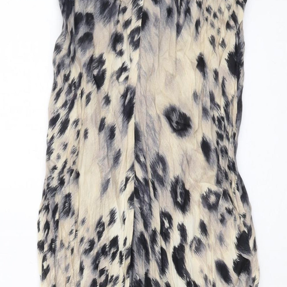 River Island Womens Beige Animal Print Viscose Maxi Skirt Size 8