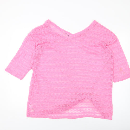 NEXT Womens Pink Polyester Basic Blouse Size 20 V-Neck