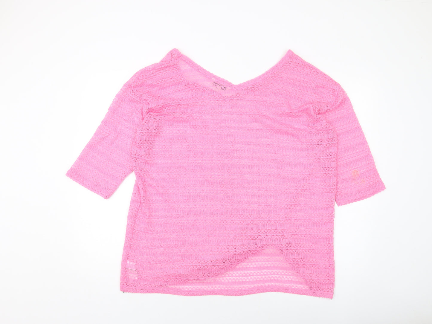 NEXT Womens Pink Polyester Basic Blouse Size 20 V-Neck