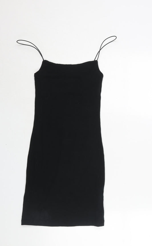 Zara Womens Black Cotton Mini Size S Scoop Neck Pullover