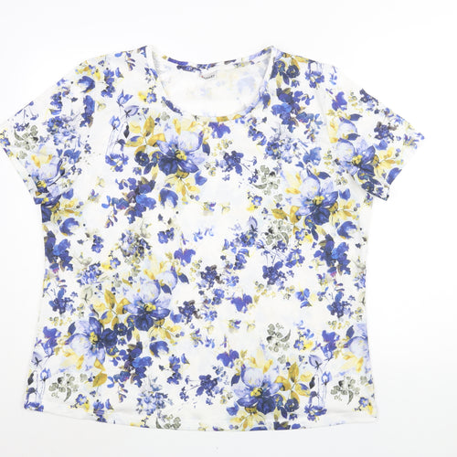 Damart Womens Multicoloured Floral Polyester Basic T-Shirt Size 22 Round Neck - Size 22-24