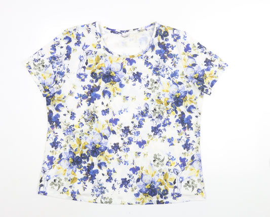 Damart Womens Multicoloured Floral Polyester Basic T-Shirt Size 22 Round Neck - Size 22-24