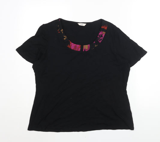 Marks and Spencer Womens Black Viscose Basic Blouse Size 18 Scoop Neck