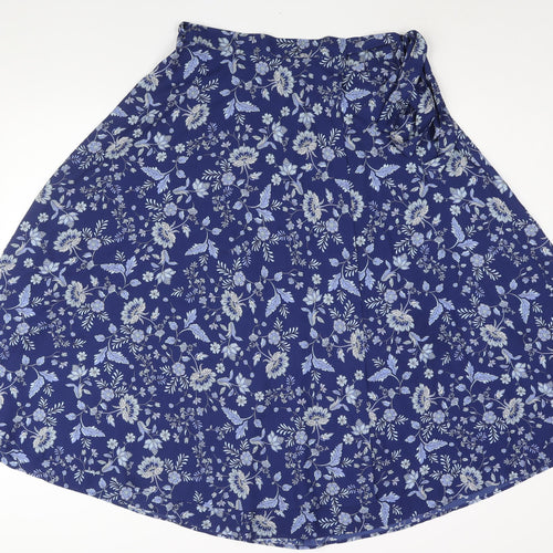 INDISKA Womens Blue Floral Polyester Wrap Skirt Size 18 Tie